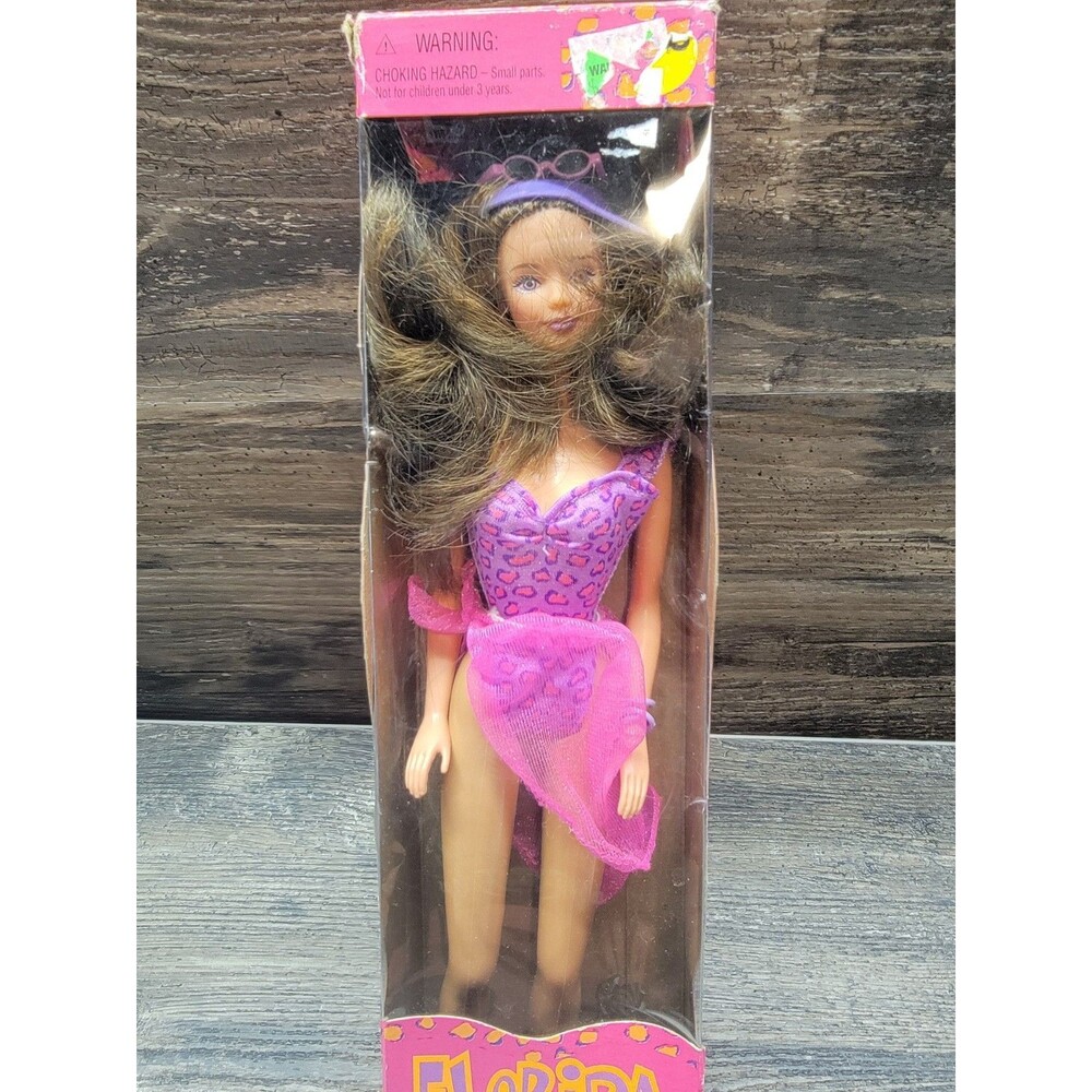 1998 Barbie FLORIDA VACATION TERESA Brunette Doll Purple Animal Print Swimsuit - Picture 4 of 4